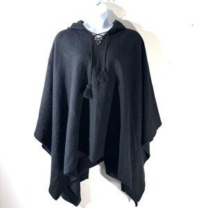 Novica Alpaca Blend Black Hooded Poncho